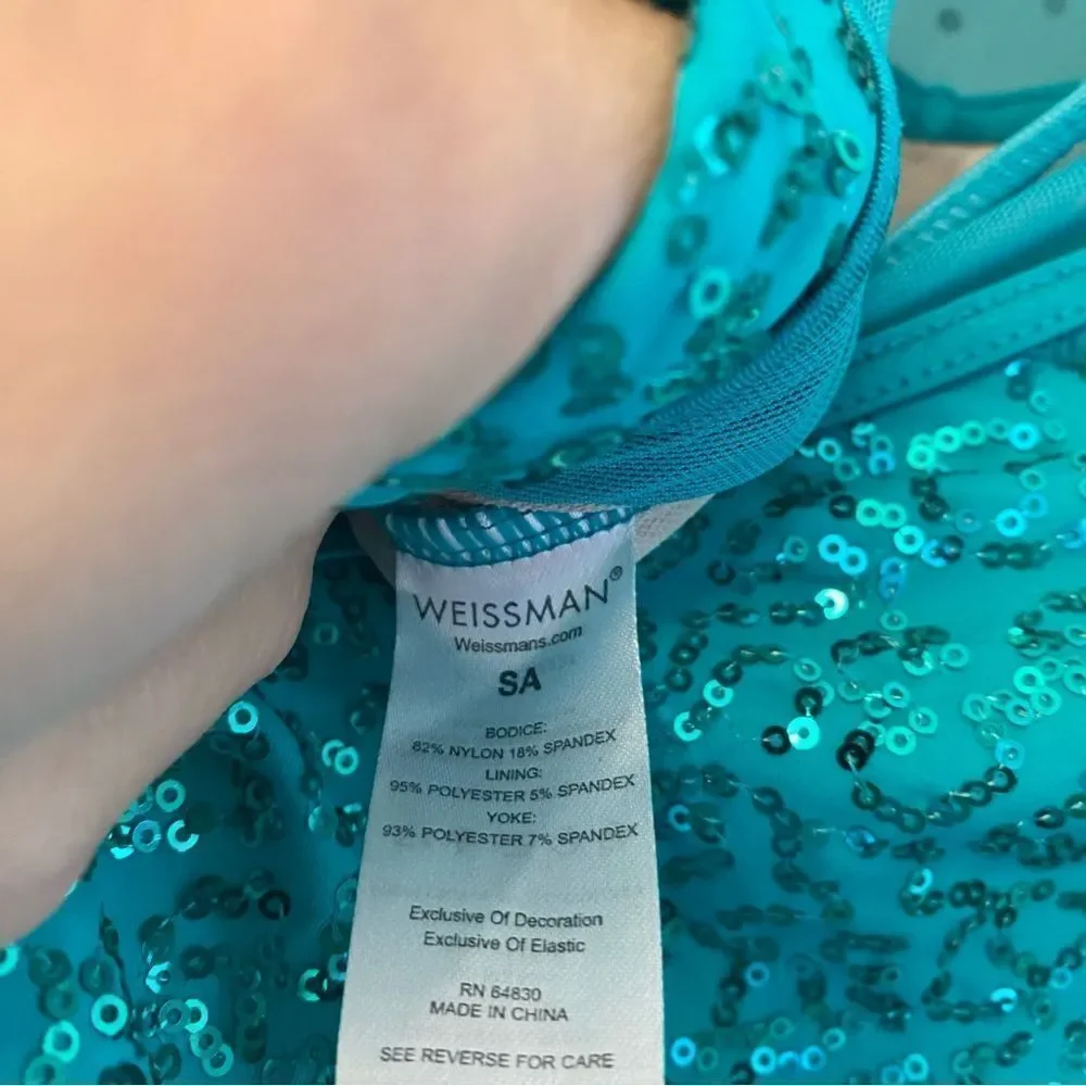 WEISSMAN Elite Dance Costume Kelly green sequin Crazy What Love Can Do 14913 SA